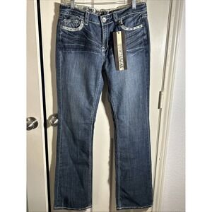 Witness Wear Lace Pocket Jeans Womens‎ Bootcut Blue Denim Size 14  Waist 32"